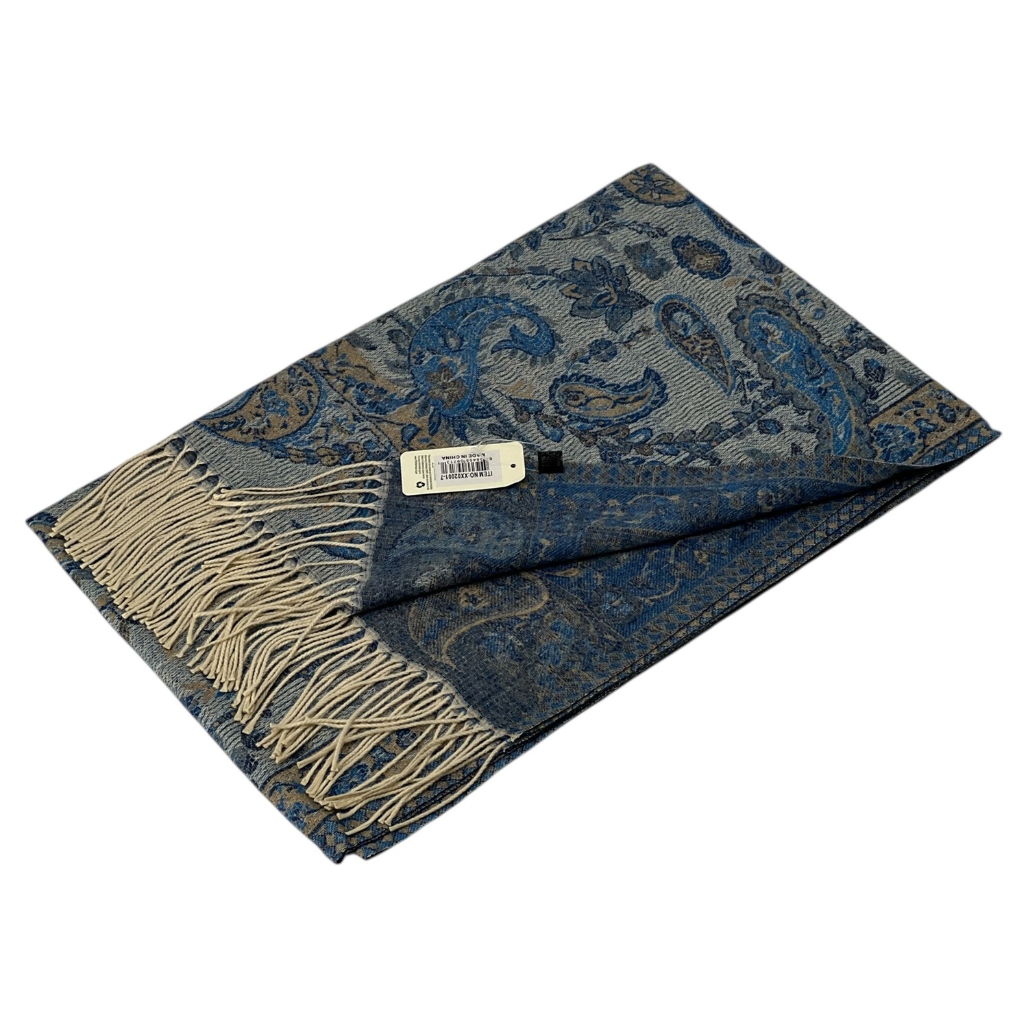 Elegant Paisley Cashmere Feel Shawl XX02007-7 Blue