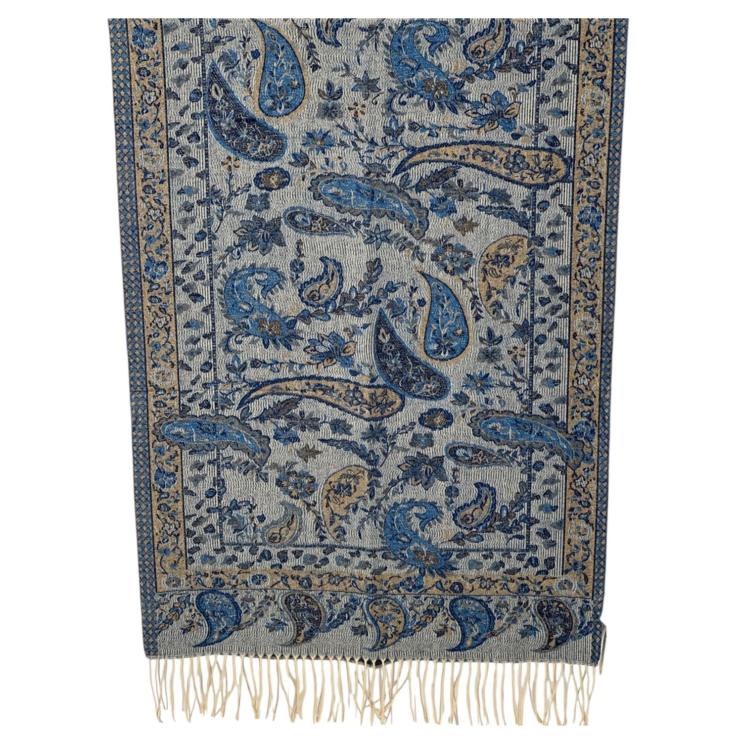Elegant Paisley Cashmere Feel Shawl XX02007-7 Blue