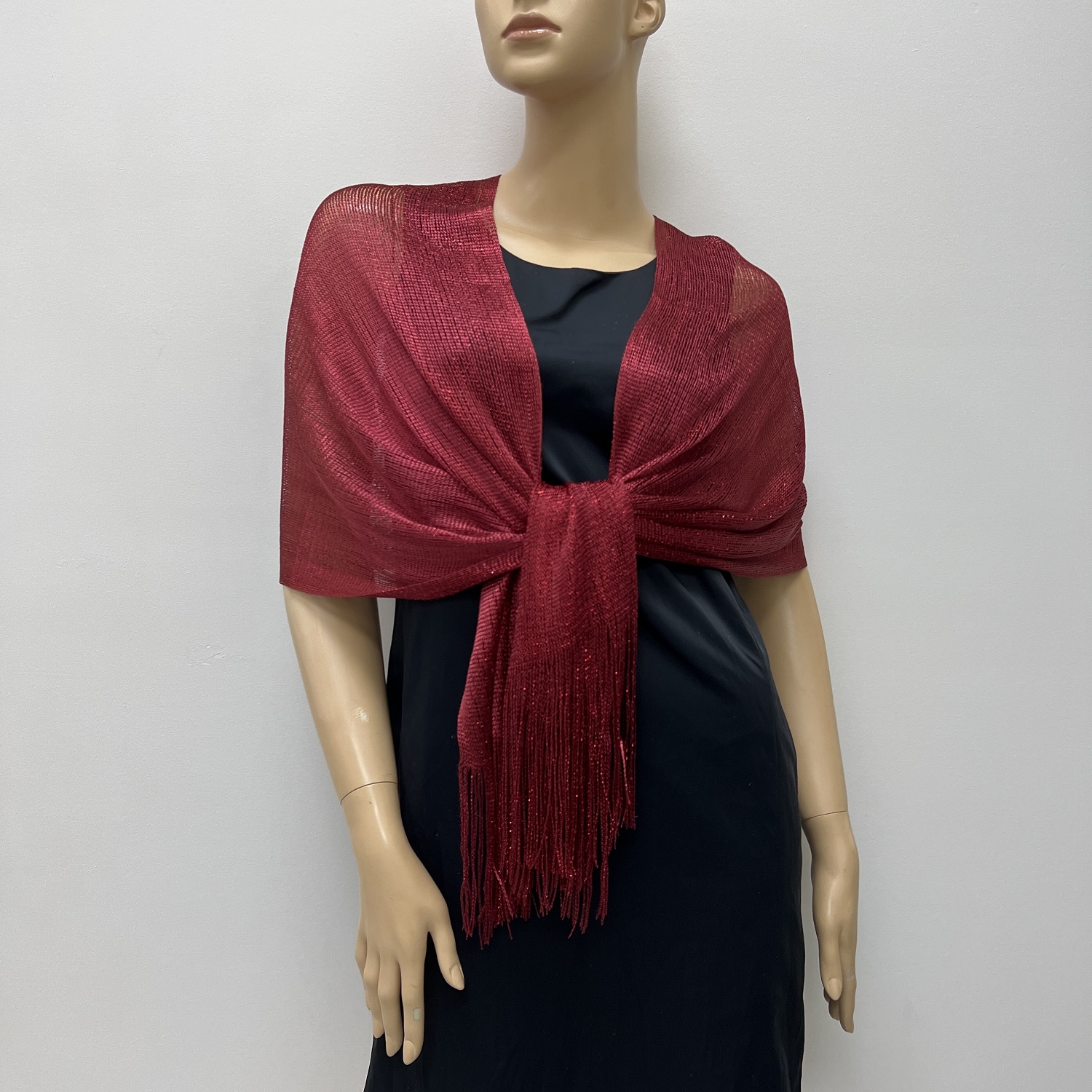 LUREX SHEER METALLIC EVENING SCARF N23118-4B D-red