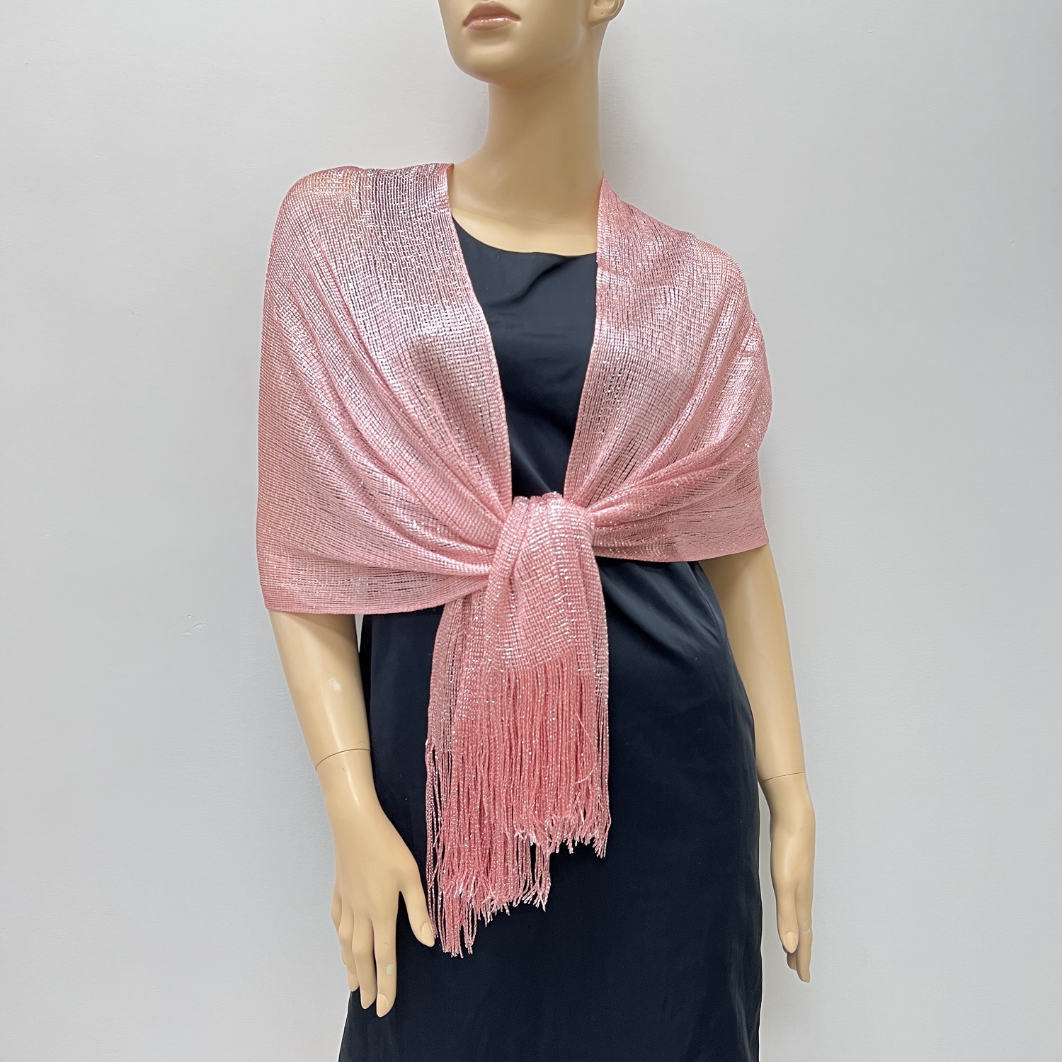 LUREX SHEER METALLIC EVENING SCARF N23118-8B PINK