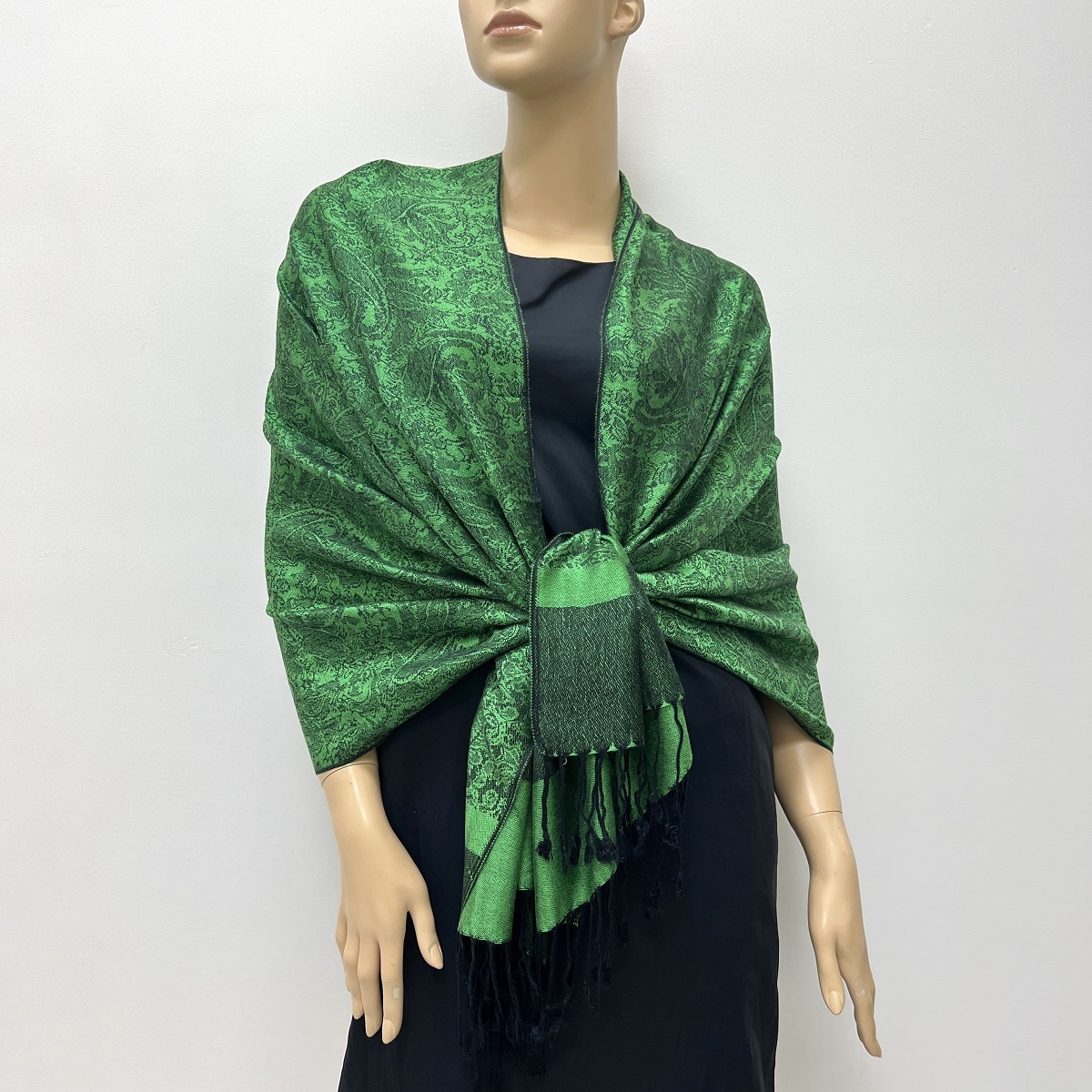 Jacquard Pashmina PL18103 Green / Black