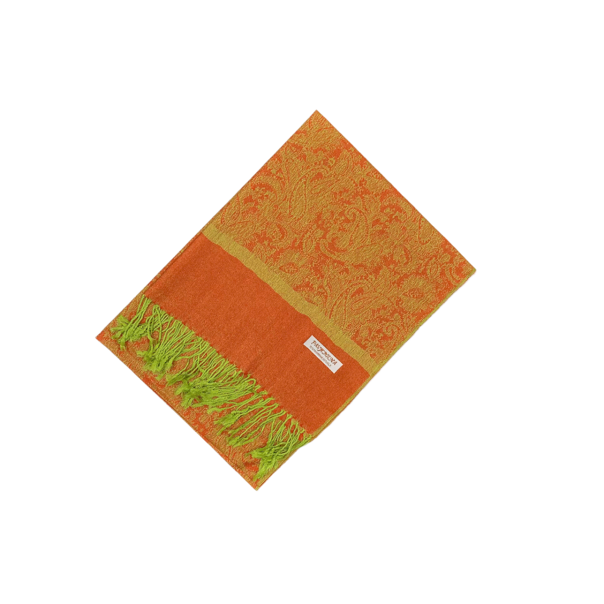 Jacquard Pashmina PL18130 Orange Lime Green
