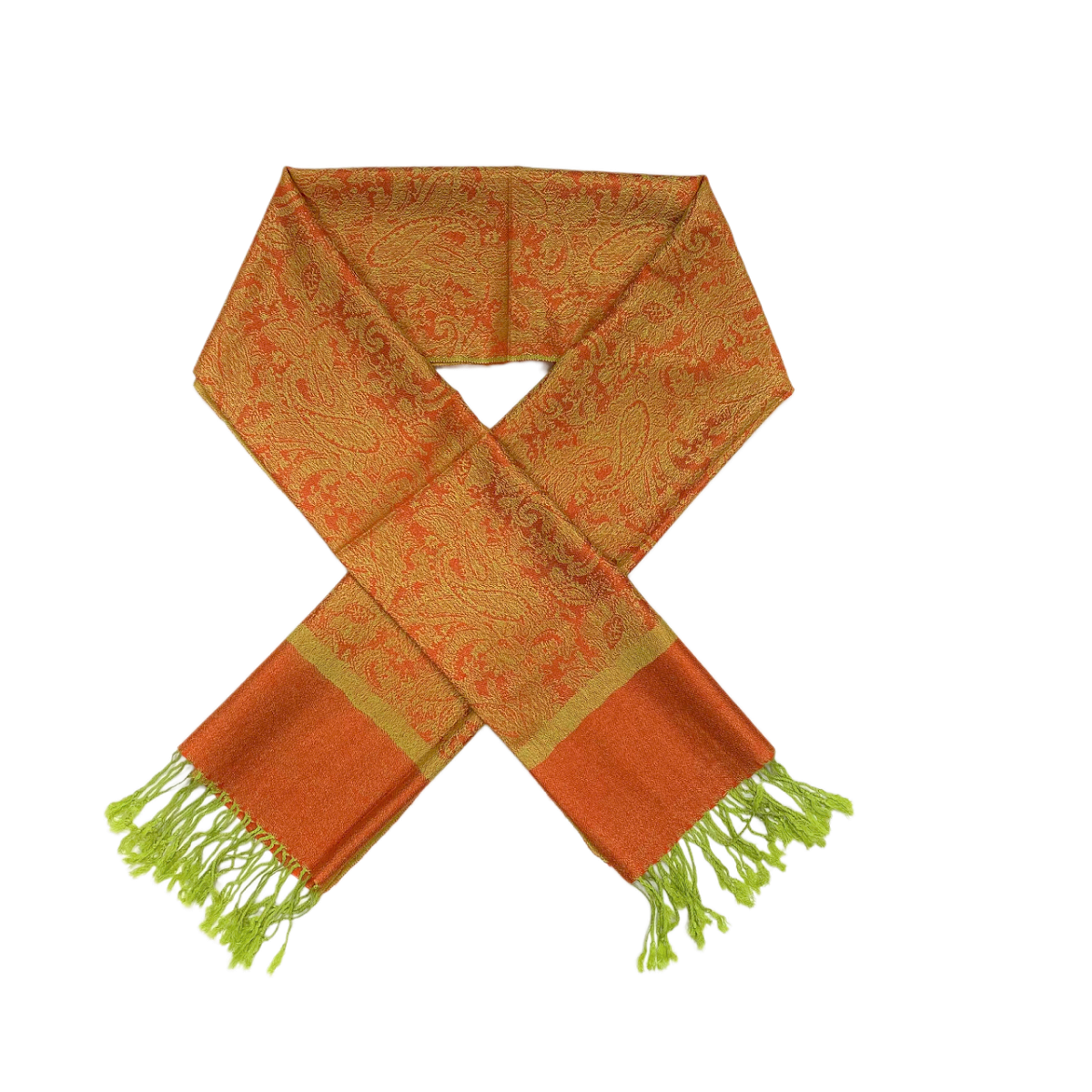 Jacquard Pashmina PL18130 Orange Lime Green