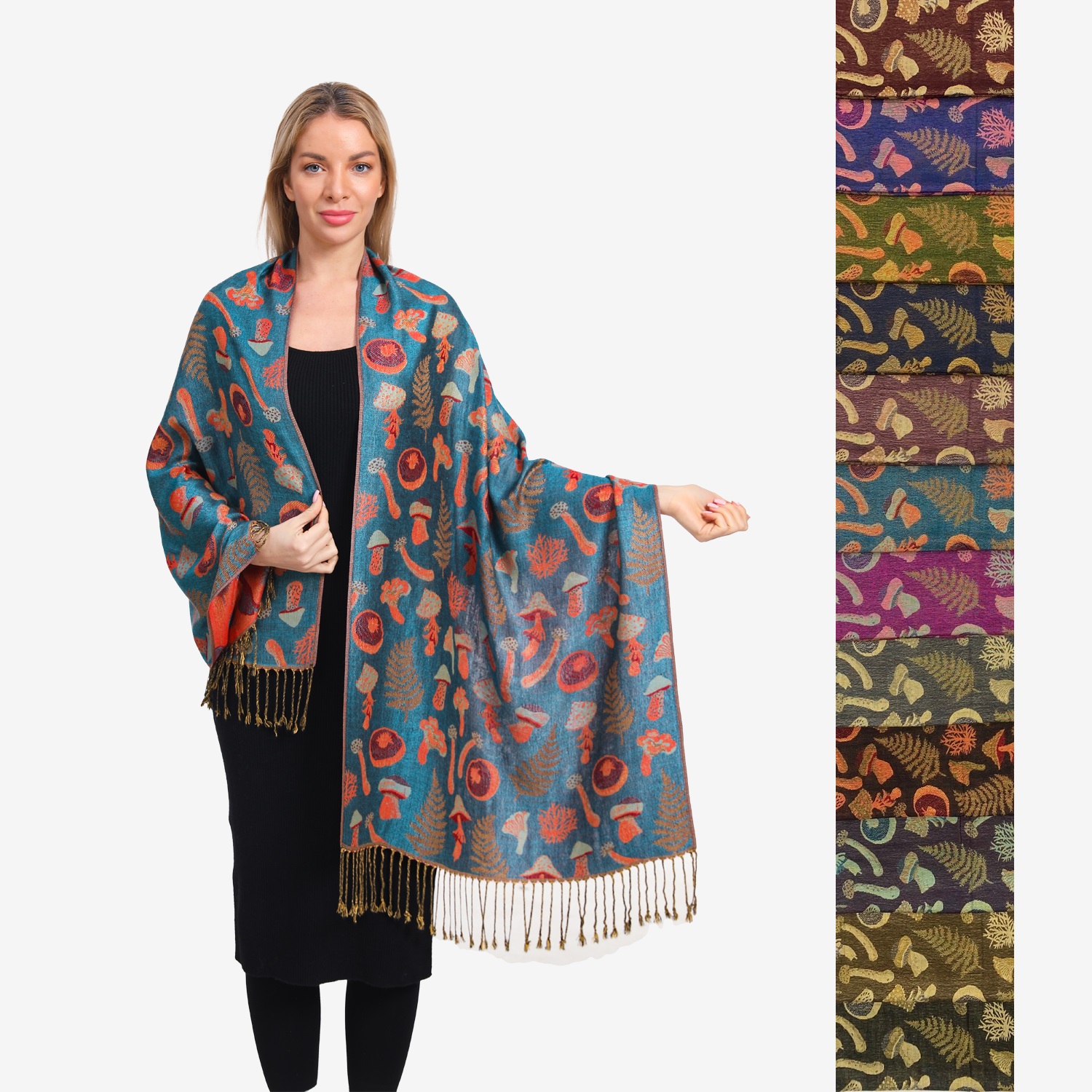 Unique mushroom Pattern Pashmina SF23163 (12 COLORS 1DZ)