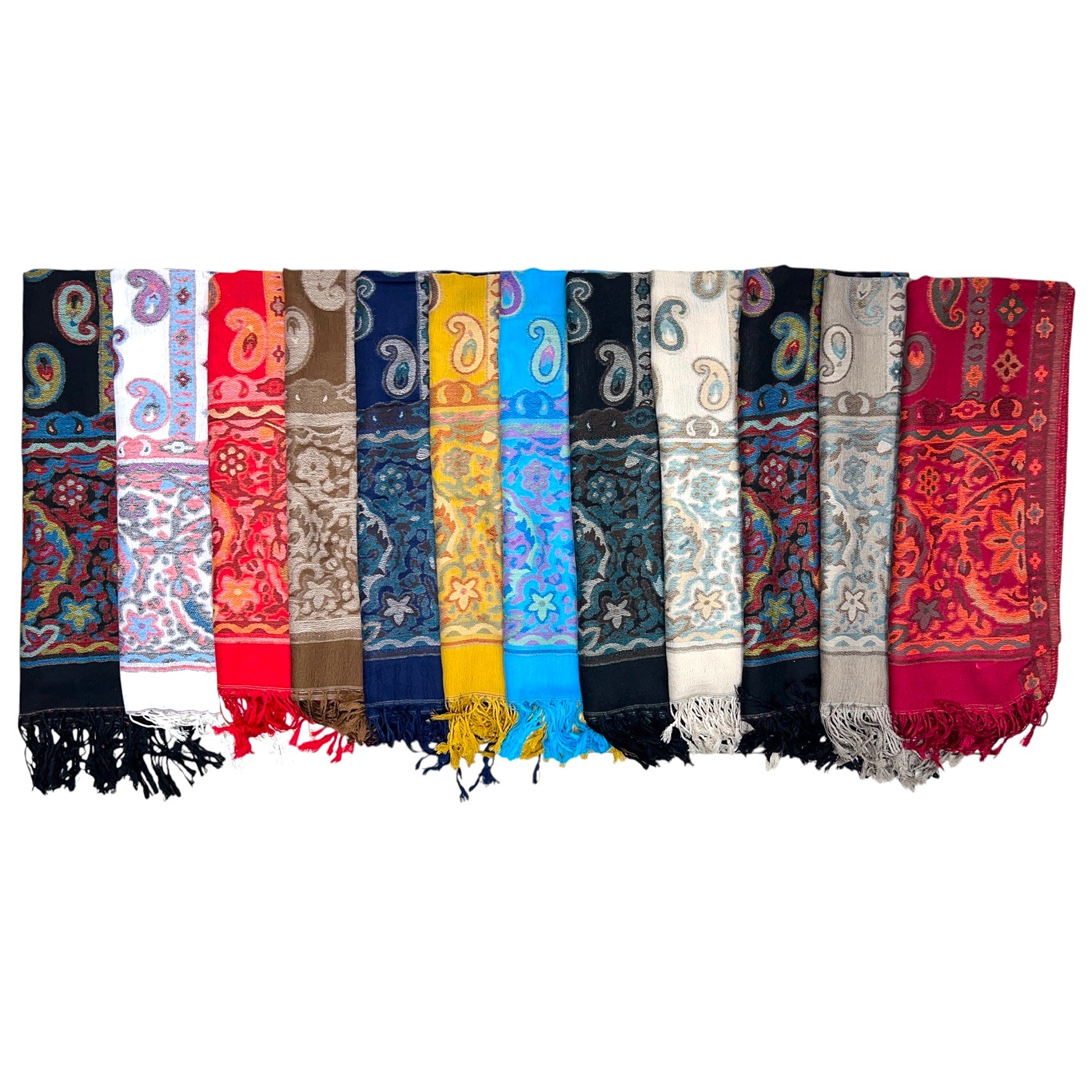 Hand Trimmed Paisley Pashmina SF24132 (11Colors,1Doz)