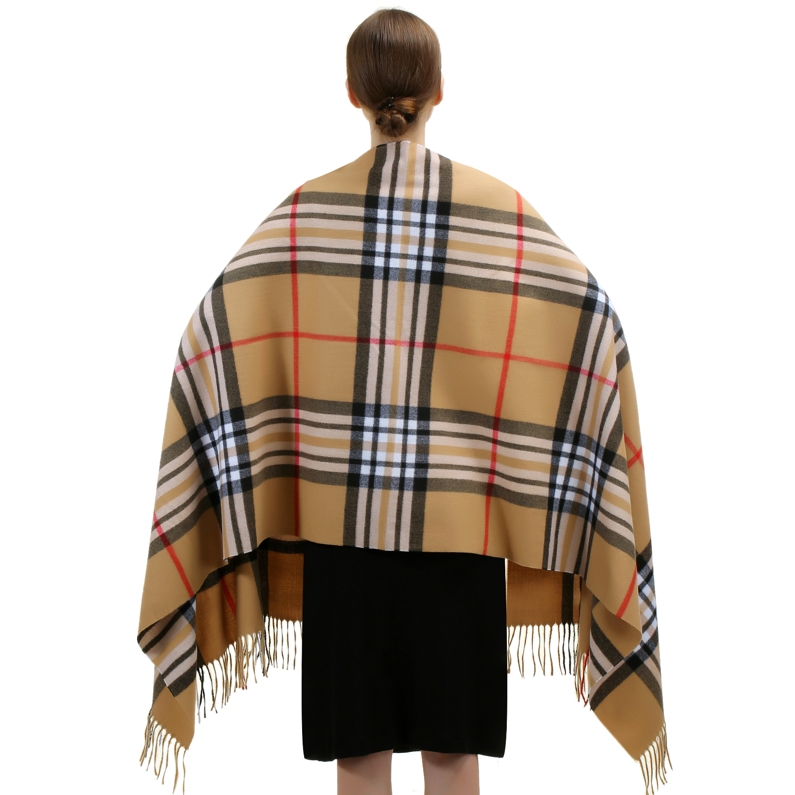 Giant Check Shawl AZ07-2 Color: Camel