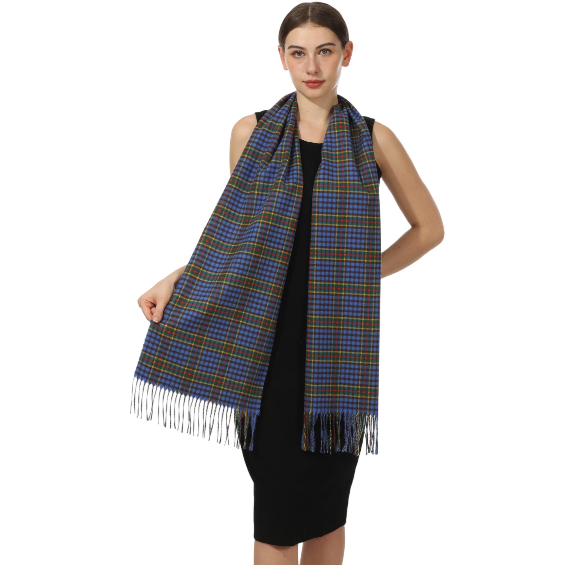 Cashmere Feel Scarf SW-25 Blue/Green/Yellow
