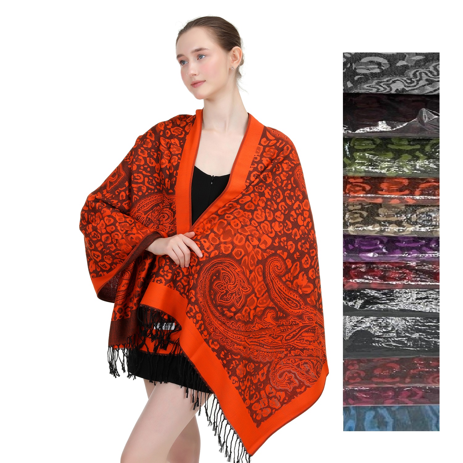 Leopard Paisley Pattern Pashmina JB250(10Colors,1Doz)
