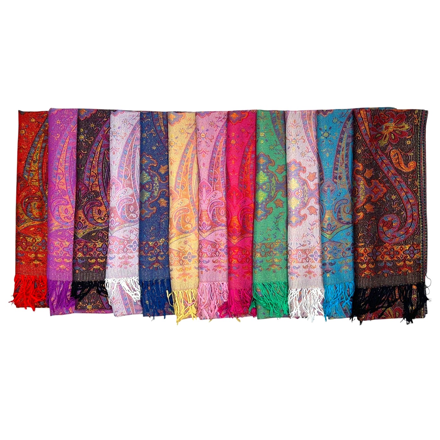 Metallic Premium Paisley Pashmina SF24130 (11 Colors, 1Doz)