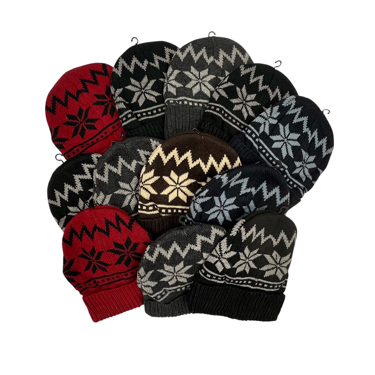 Snowflake Pattern Beanie With Fleece 1739 (5 COLORS 1 DZ)