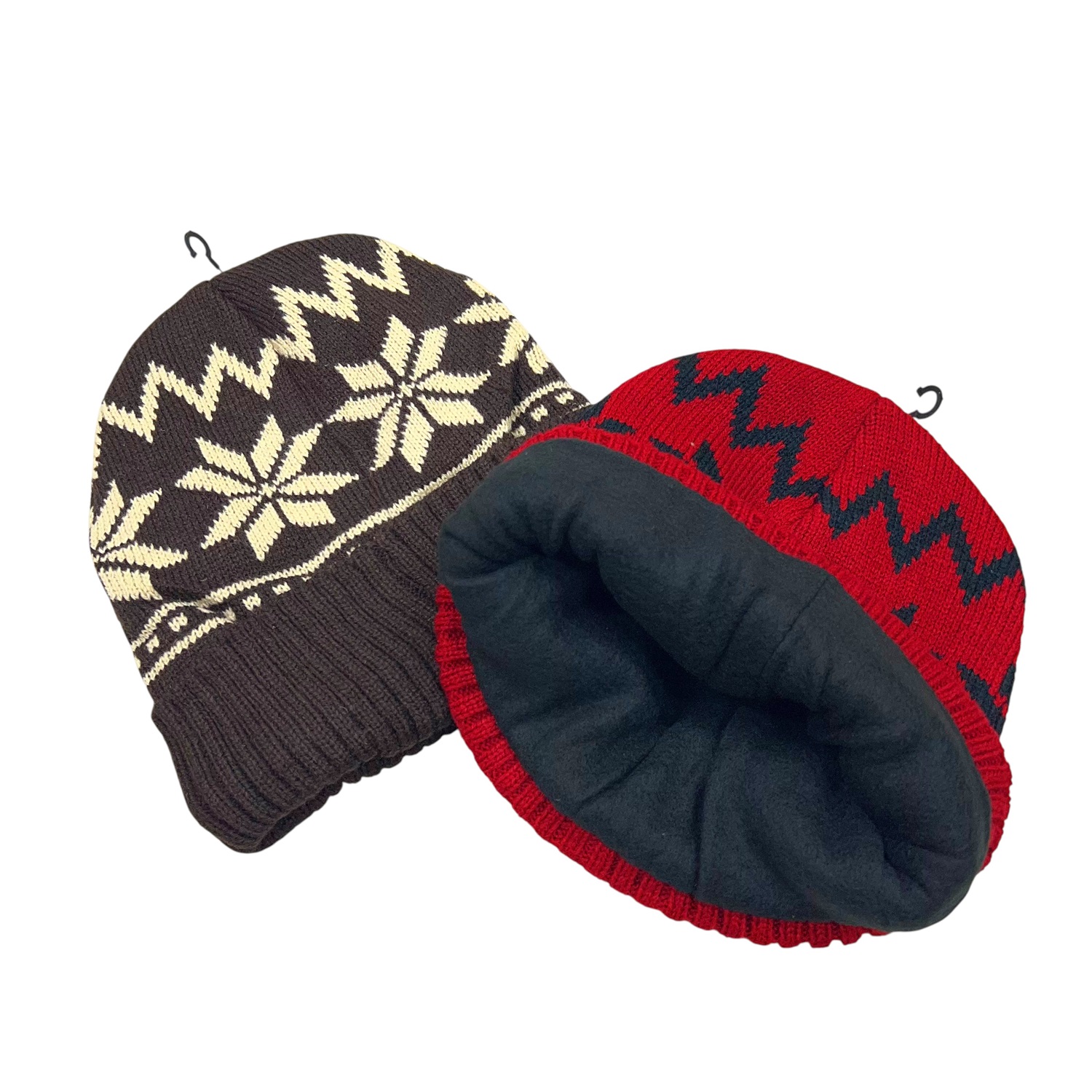 Snowflake Pattern Beanie With Fleece 1739 (5 COLORS 1 DZ)