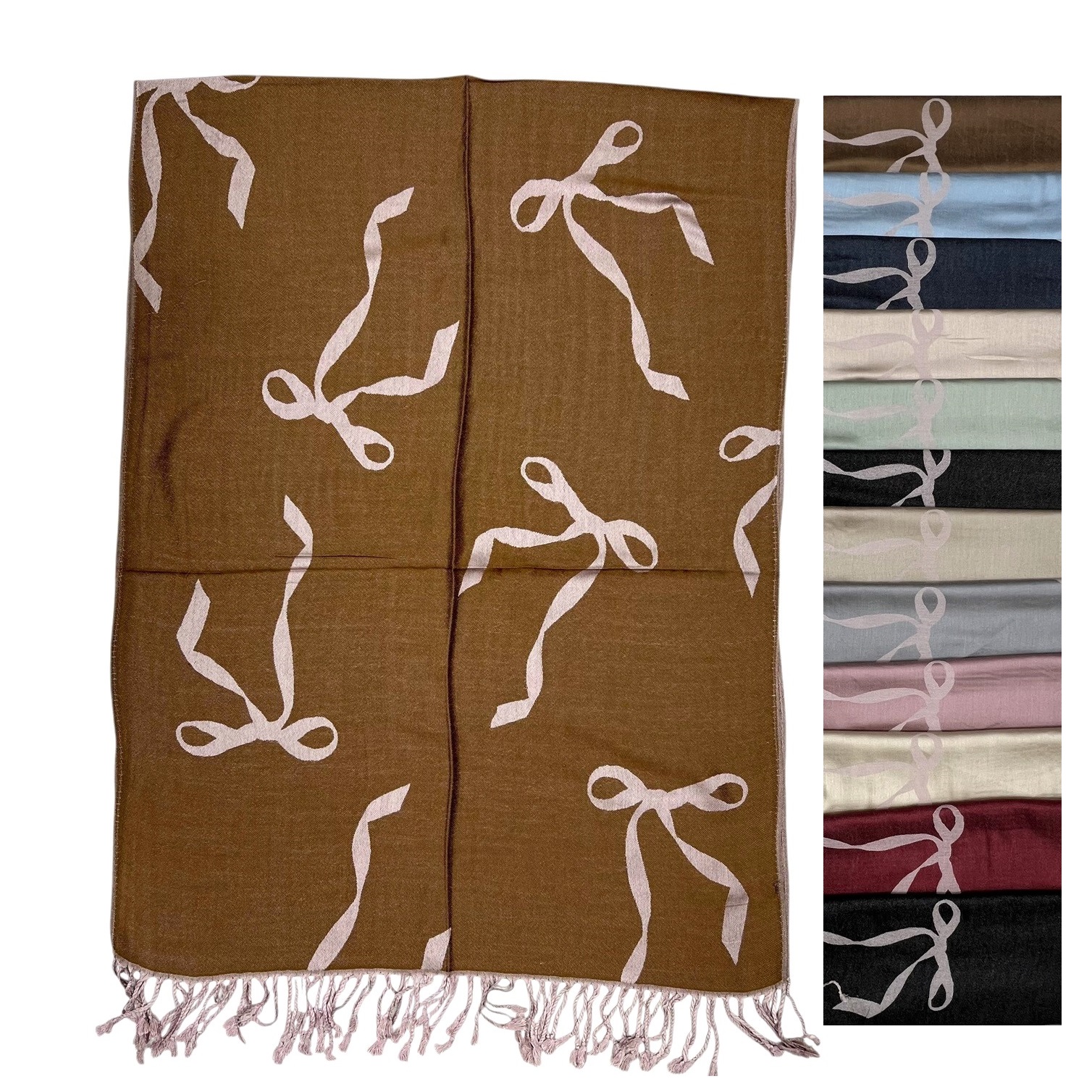 Chic Bowknot Pattern Pashmina SF24134 (11Colors , 1Doz)