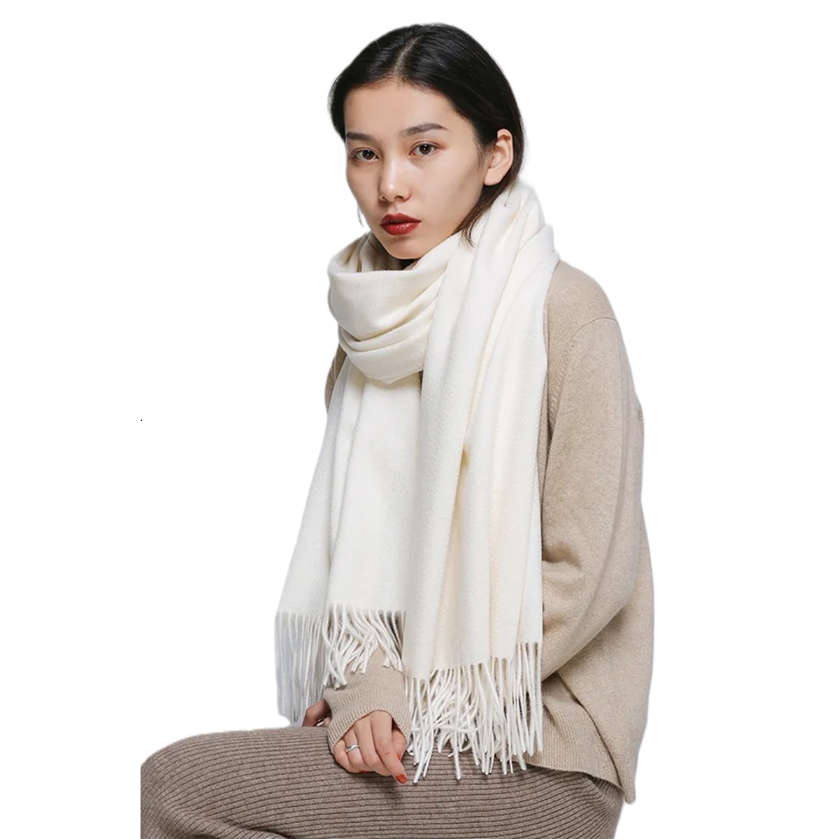 Solid Color Shawl AZ19-11 Ivory